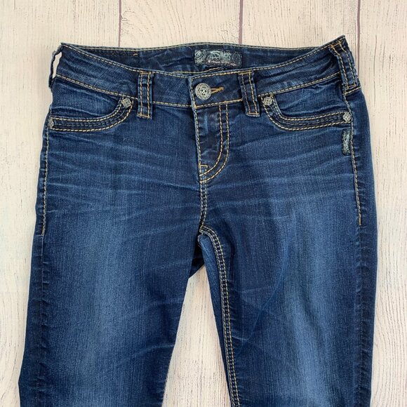 Silver Jeans Suki sz 28 Mid Super Skinny Dark Wash Inseam 30.5" - Picture 3 of 13